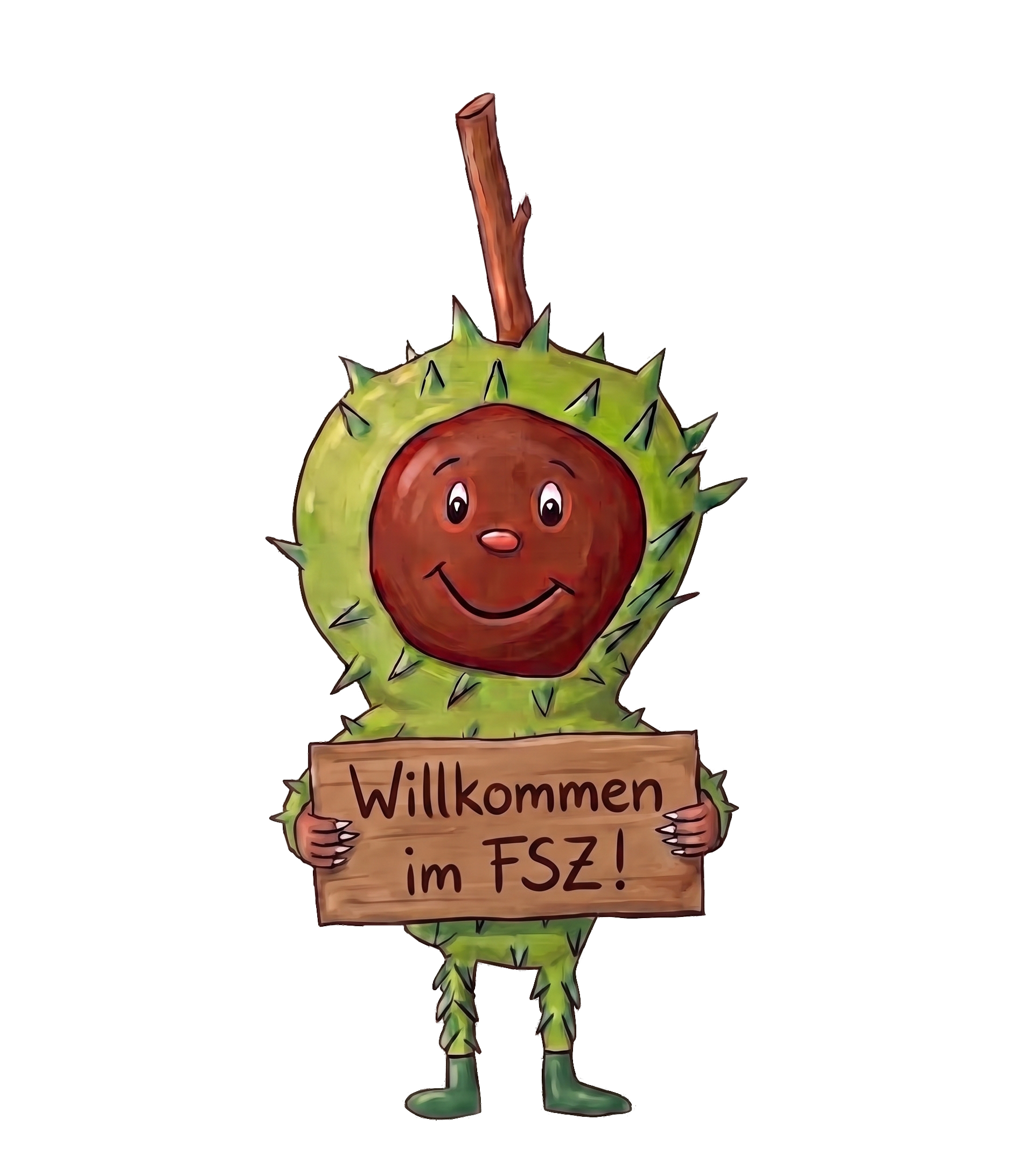 Maskottchen der Grundschule Kastanienallee begrüßt im Familienschulzentrum
